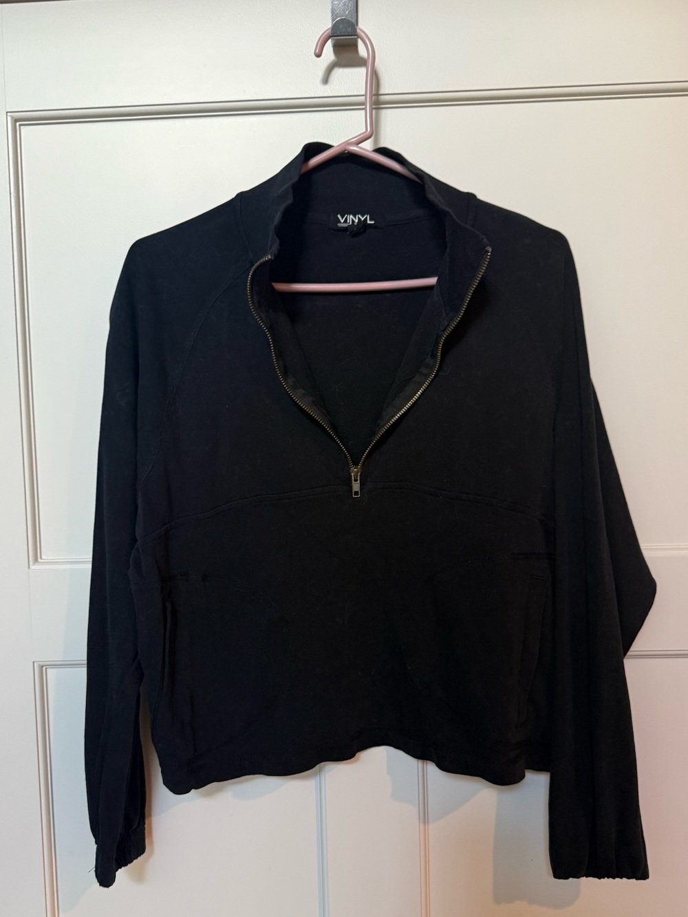 VINYL Black Half-Zip Hoodie Pullover